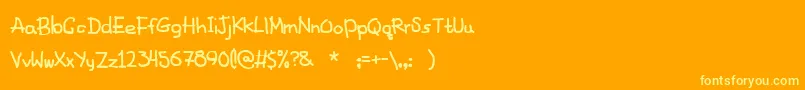 FancyFootwork2-Schriftart – Gelbe Schriften auf orangefarbenem Hintergrund