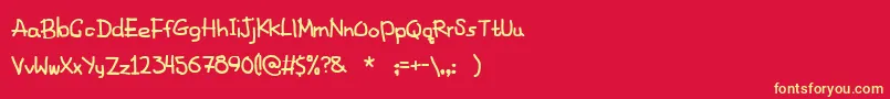 FancyFootwork2-fontti – keltaiset fontit punaisella taustalla