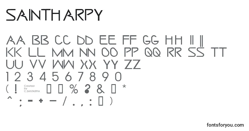 A fonte Saintharpy – alfabeto, números, caracteres especiais