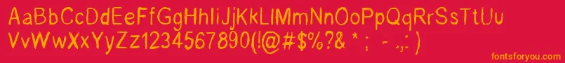 RenelevesqueRegular Font – Orange Fonts on Red Background