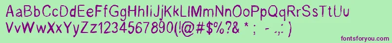 RenelevesqueRegular Font – Purple Fonts on Green Background