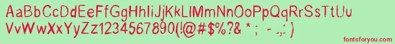 RenelevesqueRegular Font – Red Fonts on Green Background