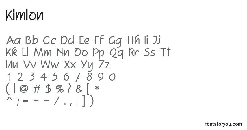Kimlon-fontti – aakkoset, numerot, erikoismerkit