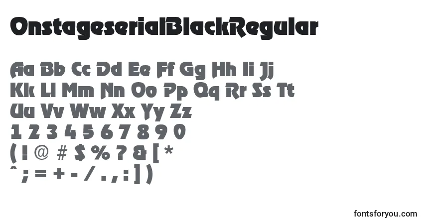 Schriftart OnstageserialBlackRegular – Alphabet, Zahlen, spezielle Symbole