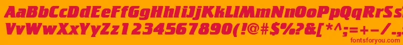 Cricketheavy-Schriftart – Rote Schriften auf orangefarbenem Hintergrund
