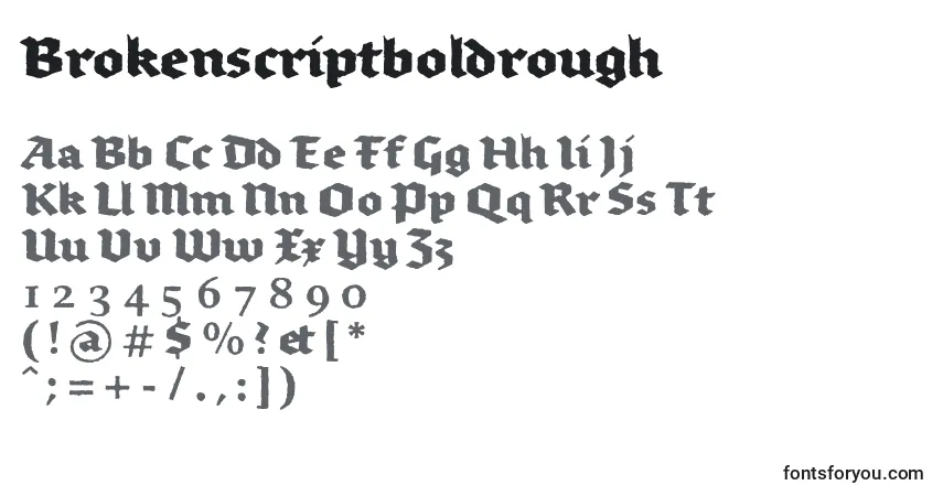 Шрифт Brokenscriptboldrough – алфавит, цифры, специальные символы