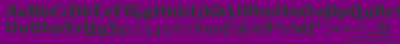 フォントBrokenscriptboldrough – 紫の背景に黒い文字