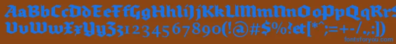 フォントBrokenscriptboldrough – 茶色の背景に青い文字