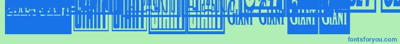 Fonte Obeygiantpostercondensed – fontes azuis em um fundo verde