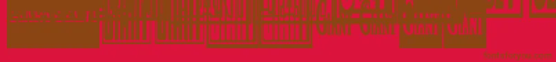 Obeygiantpostercondensed-Schriftart – Braune Schriften auf rotem Hintergrund