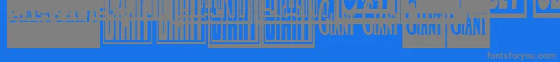 Obeygiantpostercondensed-fontti – harmaat kirjasimet sinisellä taustalla