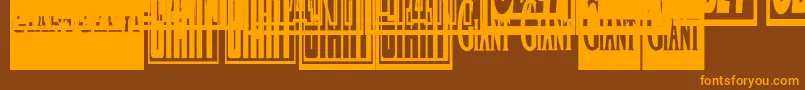 Obeygiantpostercondensed-Schriftart – Orangefarbene Schriften auf braunem Hintergrund