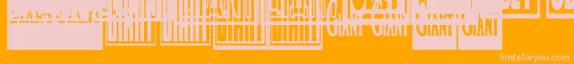 Obeygiantpostercondensed-fontti – vaaleanpunaiset fontit oranssilla taustalla