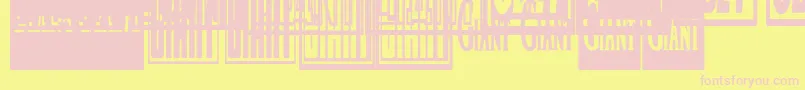 Obeygiantpostercondensed-fontti – vaaleanpunaiset fontit keltaisella taustalla