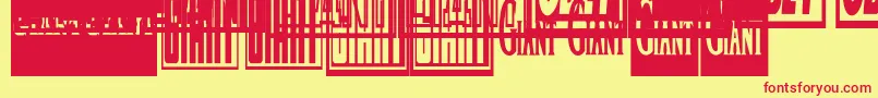 フォントObeygiantpostercondensed – 赤い文字の黄色い背景