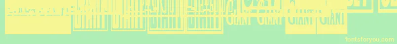 フォントObeygiantpostercondensed – 黄色の文字が緑の背景にあります