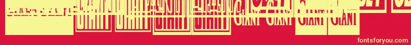 フォントObeygiantpostercondensed – 黄色の文字、赤い背景
