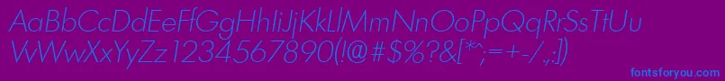 LimerickserialXlightItalic Font – Blue Fonts on Purple Background