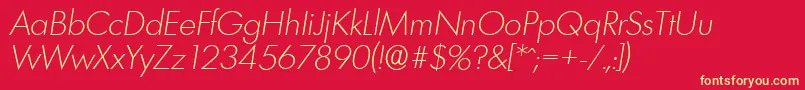 LimerickserialXlightItalic Font – Yellow Fonts on Red Background