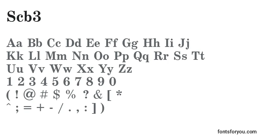 Fuente Scb3 - alfabeto, números, caracteres especiales
