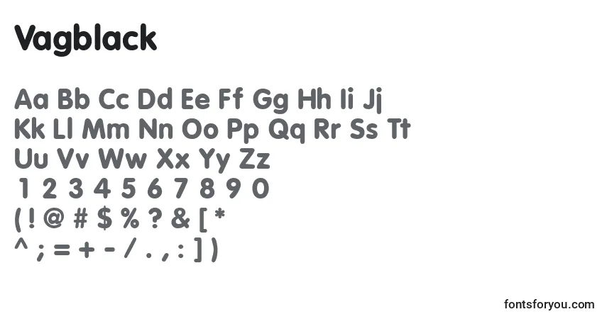 Schriftart Vagblack – Alphabet, Zahlen, spezielle Symbole