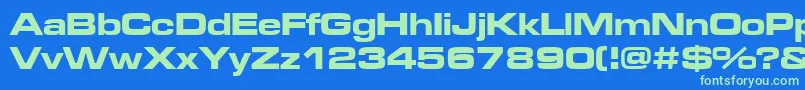 Microgrammadbolext Font – Green Fonts on Blue Background
