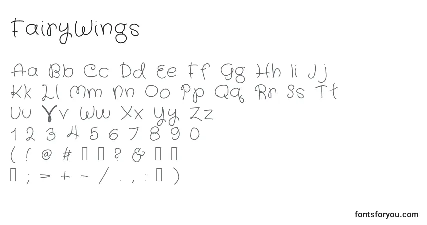 Schriftart FairyWings – Alphabet, Zahlen, spezielle Symbole