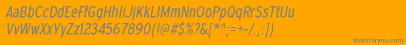 Fonte ExpresswaycdbkItalic – fontes cinzas em um fundo laranja