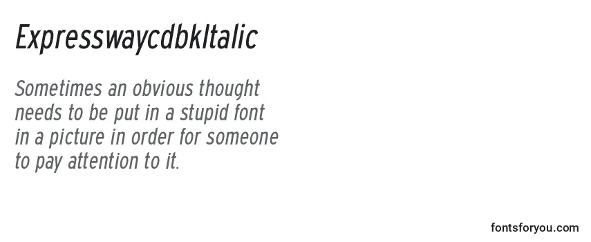Review of the ExpresswaycdbkItalic Font