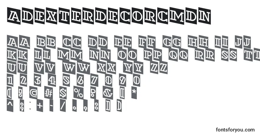 Schriftart ADexterdecorcmdn – Alphabet, Zahlen, spezielle Symbole