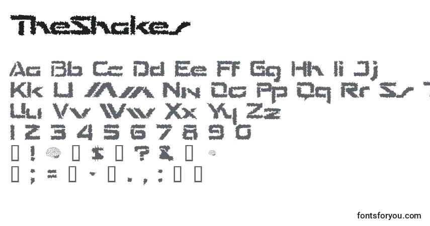 Czcionka TheShakes – alfabet, cyfry, specjalne znaki