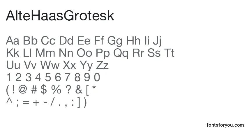 A fonte AlteHaasGrotesk – alfabeto, números, caracteres especiais