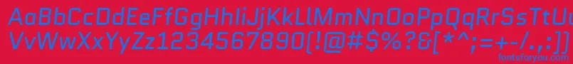 Czcionka QuanticoItalic – niebieskie czcionki na czerwonym tle