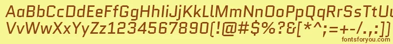 QuanticoItalic-fontti – ruskeat fontit keltaisella taustalla