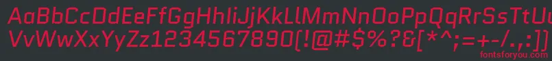 Czcionka QuanticoItalic – czerwone czcionki na czarnym tle