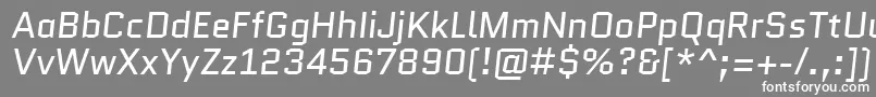 QuanticoItalic-fontti – valkoiset fontit harmaalla taustalla