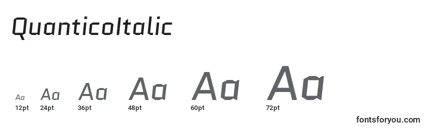 Размеры шрифта QuanticoItalic