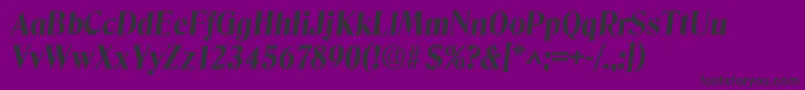 DenverBoldItalic-fontti – mustat fontit violetilla taustalla