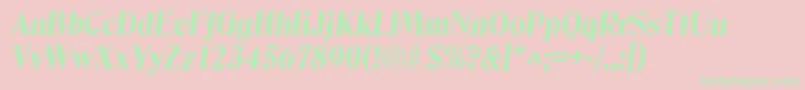 DenverBoldItalic Font – Green Fonts on Pink Background