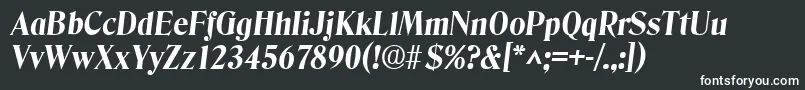 DenverBoldItalic-fontti – valkoiset fontit mustalla taustalla