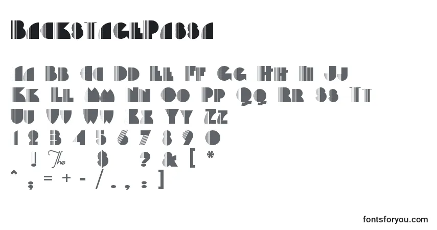 Schriftart BackstagePassa – Alphabet, Zahlen, spezielle Symbole