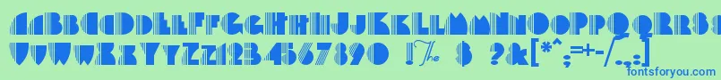 BackstagePassa-Schriftart – Blaue Schriften auf grünem Hintergrund