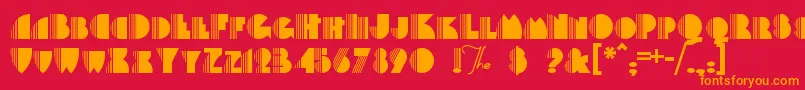 BackstagePassa-Schriftart – Orangefarbene Schriften auf rotem Hintergrund