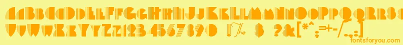 BackstagePassa-Schriftart – Orangefarbene Schriften auf gelbem Hintergrund