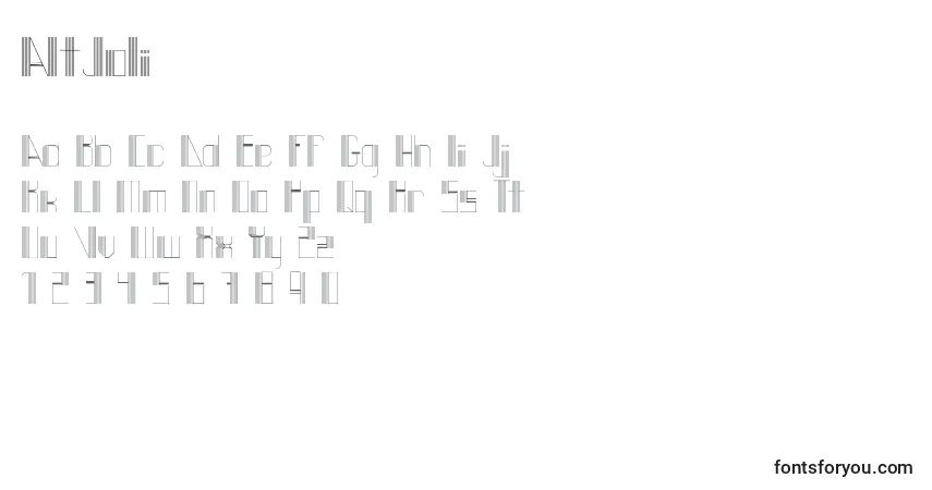 Schriftart AltJoli – Alphabet, Zahlen, spezielle Symbole