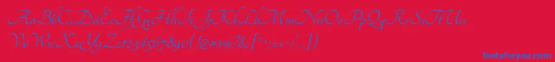 TangerineRegular-Schriftart – Blaue Schriften auf rotem Hintergrund