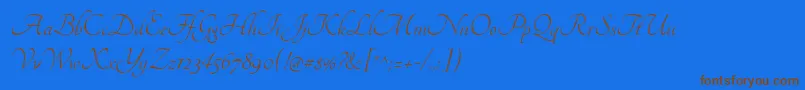 TangerineRegular-Schriftart – Braune Schriften auf blauem Hintergrund