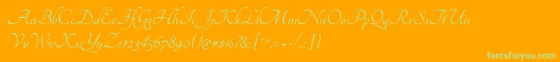 TangerineRegular-Schriftart – Grüne Schriften auf orangefarbenem Hintergrund