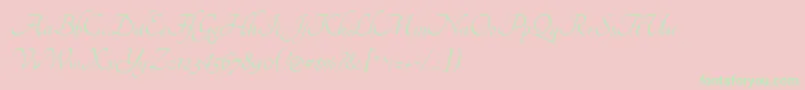 TangerineRegular-Schriftart – Grüne Schriften auf rosa Hintergrund