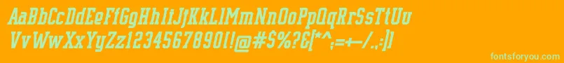 SupremeBw90BoldItalic Font – Green Fonts on Orange Background